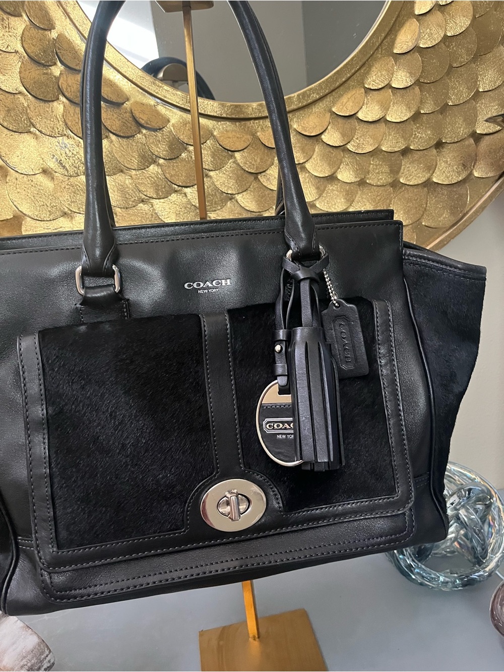 Coach Vintage Limited Edition Calf hair and black leather Satchel